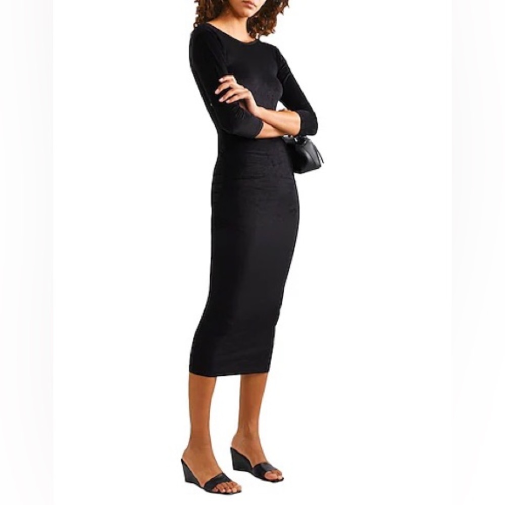 NWT JAMES PERSE Fitted Low Back Velvet Dress in Black XS - Picture 5 of 13